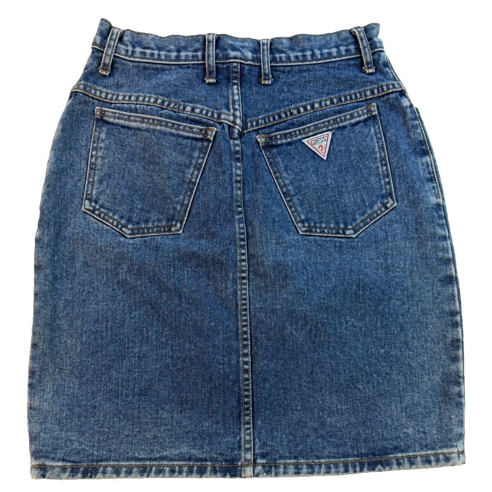 GUESS Jeans Denim Skirt 30 Georges Marciano Made USA High Waist Vintage 80s